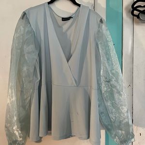 Pretty Little Thing mesh sleeve top